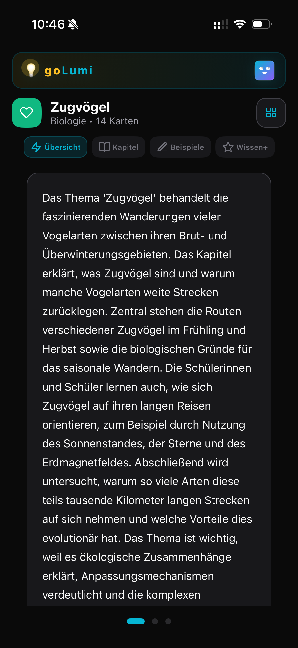 Thema Detail mit 4 Tabs